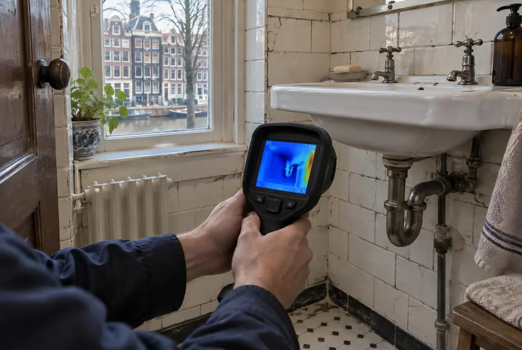 Lekdetectie Putten – badkamer met oude leidingen achter de tegels