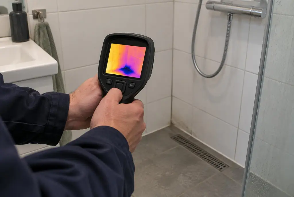 Lekdetectie Putten – lekdetectiespecialist met warmtebeeldcamera in een badkamer