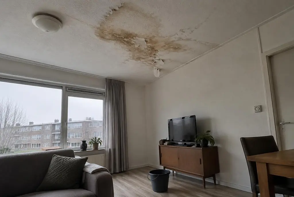 Lekdetectie Putten – vochtplek op het plafond onder een badkamer